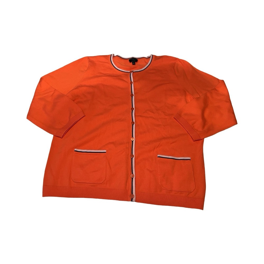 Talbots Womans XL Pima‎ Cotton Cardigan Preppy Business Casual Bright Orange